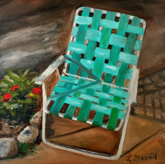 Lisa David daily painting, lawn chair